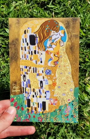 el-beso-klimt-perritos Postal Klimt Perro (10x15)